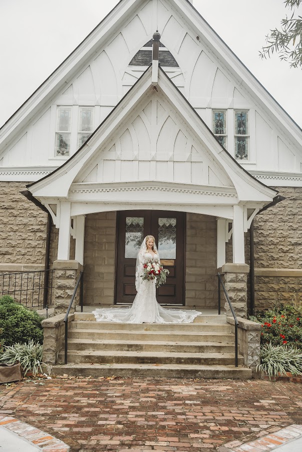 Bride outside of All Souls Church scott Arkansas 2 - Ashley Duncan Photography