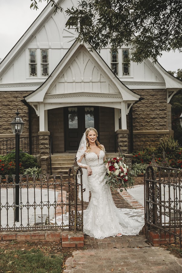 Bride outside of All Souls Church scott Arkansas - Ashley Duncan Photography