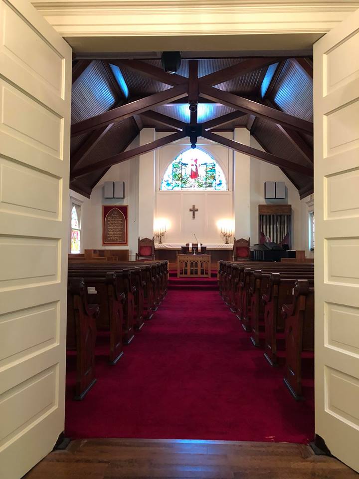 All Souls Church sanctuary view from doors